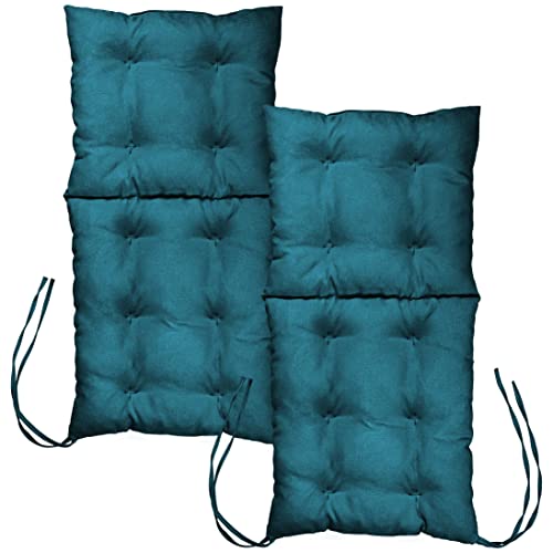 MG Design Stuhlkissen 2er Set 50 x 100 cm Sitzkissen blau - Gartenstühle Sitzauflagen aus Polsterstoff, mit weicher Füllung, mit Schnüren zum Binden - Niedriglehner Auflagen von MG Design