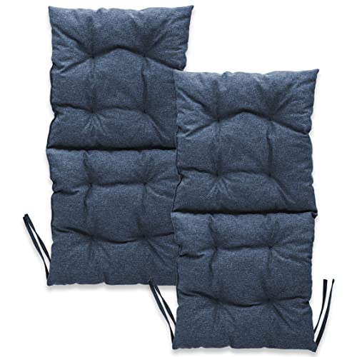 MG Design Stuhlkissen 2er Set 50 x 100 cm Sitzkissen blau - Gartenstühle Sitzauflagen aus Polsterstoff, mit weicher Füllung, mit Schnüren zum Binden - Niedriglehner Auflagen von MG Design