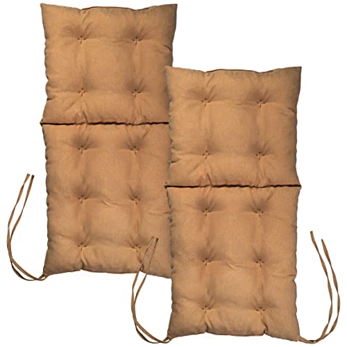 MG Design Stuhlkissen 2er Set 50 x 100 cm Sitzkissen braun - Gartenstühle Sitzauflagen aus Polsterstoff, mit weicher Füllung, mit Schnüren zum Binden - Niedriglehner Auflagen von MG Design
