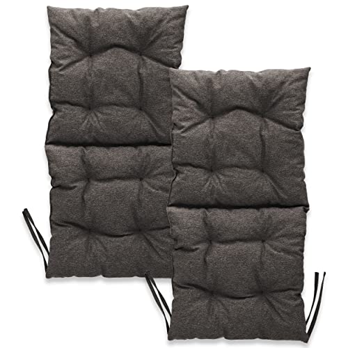 MG Design Stuhlkissen 2er Set 50 x 100 cm Sitzkissen grau - Gartenstühle Sitzauflagen aus Polsterstoff, mit weicher Füllung, mit Schnüren zum Binden - Niedriglehner Auflagen von MG Design
