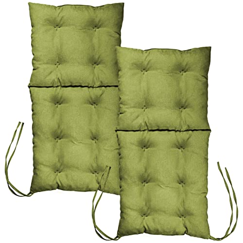 MG Design Stuhlkissen 2er Set 50 x 100 cm Sitzkissen grün - Gartenstühle Sitzauflagen aus Polsterstoff, mit weicher Füllung, mit Schnüren zum Binden - Niedriglehner Auflagen von MG Design