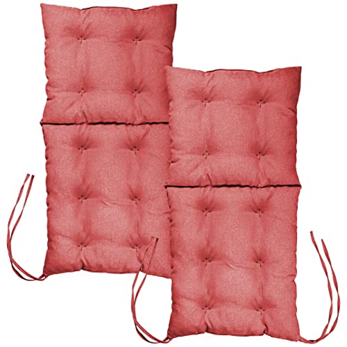 MG Design Stuhlkissen 2er Set 50 x 100 cm Sitzkissen rosa - Gartenstühle Sitzauflagen aus Polsterstoff, mit weicher Füllung, mit Schnüren zum Binden - Niedriglehner Auflagen von MG Design