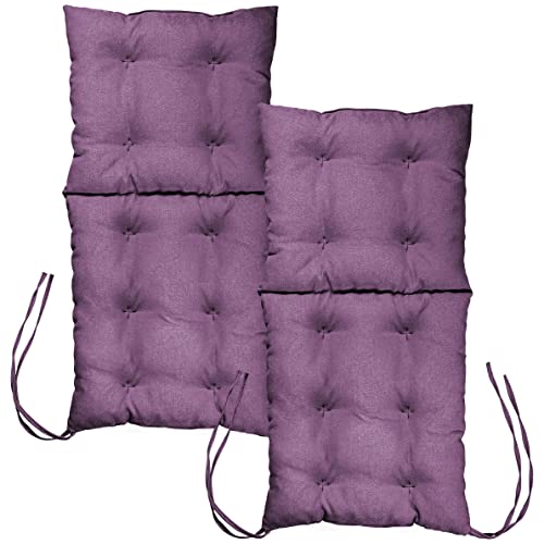 MG Design Stuhlkissen 2er Set 50 x 100 cm Sitzkissen violett- Gartenstühle Sitzauflagen aus Polsterstoff, mit weicher Füllung, mit Schnüren zum Binden - Niedriglehner Auflagen von MG Design