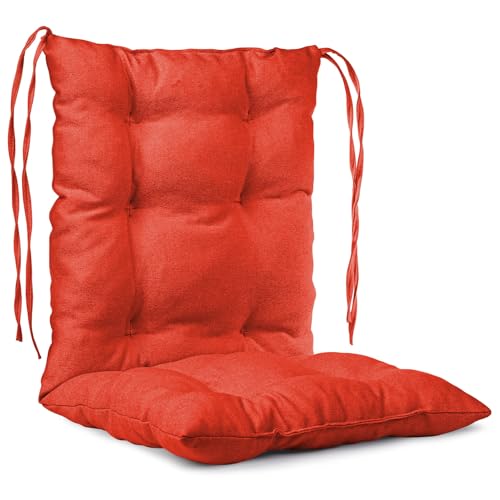 Mg Design Stuhlkissen 50 x 100 cm Sitzkissen rot - Gartenstühle Sitzauflagen aus Polsterstoff, mit weicher Füllung, mit Schnüren zum Binden - Niedriglehner Auflagen von MG Design