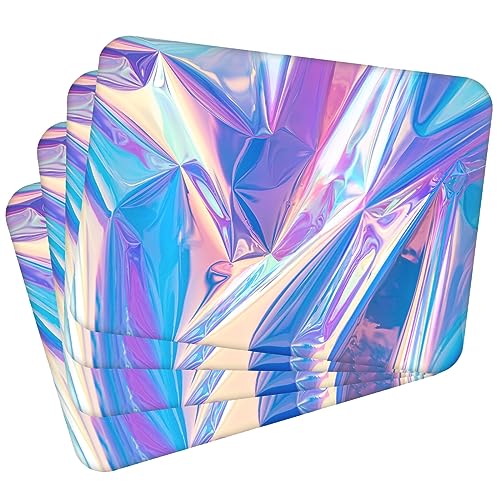 Tischset Satz mit 4 Stück 40x30 cm Colored foil 1 Tischuntersetzer Abwaschbar - Hitzebeständige Korkrückseite hält Temperaturen von 100°C Stand, verrutscht Nicht - Platzdeckchen für Die Küche von MG Design