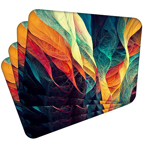 Tischset Satz mit 4 Stück 40x30 cm Coloroful abstraction 1 Tischuntersetzer Abwaschbar - Hitzebeständige Korkrückseite hält Temperaturen von 100°C stand, verrutscht nicht - Platzdeckchen für Die Küche von MG Design