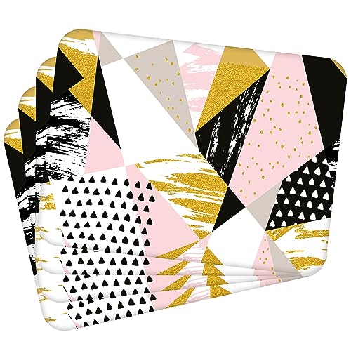 Tischset Satz mit 4 Stück 40x30 cm Grometric Abstraction 1 Tischuntersetzer Abwaschbar - Hitzebeständige Korkrückseite hält Temperaturen von 100°C stand, verrutscht nicht - Platzdeckchen für Die Küche von MG Design