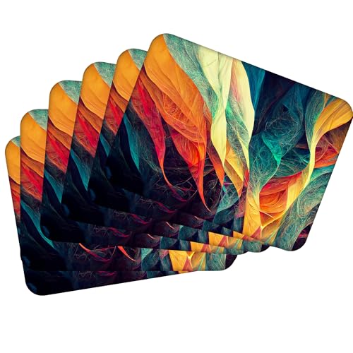 Tischset Satz mit 6 Stück 40x30 cm Coloroful abstraction 1 Tischuntersetzer Abwaschbar - Hitzebeständige Korkrückseite hält Temperaturen von 100°C stand, verrutscht nicht - Platzdeckchen für Die Küche von Mg Design