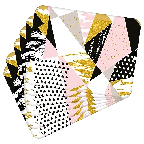 Tischset Satz mit 6 Stück 40x30 cm Grometric Abstraction 1 Tischuntersetzer Abwaschbar - Hitzebeständige Korkrückseite hält Temperaturen von 100°C stand, verrutscht nicht - Platzdeckchen für Die Küche von MG Design
