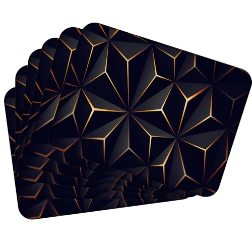 Tischset Satz mit 6 Stück 40x30 cm Low Poly Black and Gold Tischuntersetzer Abwaschbar - Hitzebeständige Korkrückseite hält Temperaturen von 100°C stand, verrutscht nicht - Platzdeckchen für Die Küche Tischset Satz mit 6 Stück 40x30 cm Low Poly Black and Gold Tischuntersetzer Abwaschbar - Hitzebeständige Korkrückseite hält Temperaturen von 100°C stand, verrutscht nicht - Platzdeckchen für Die Küche von Mg Design