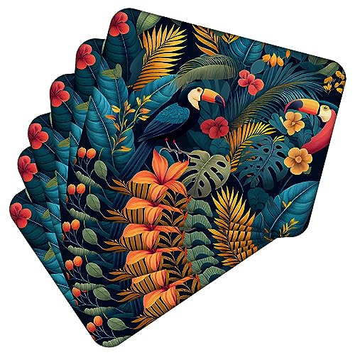 Tischset Satz mit 6 Stück 40x30 cm Tropical Flowers 2 Tischuntersetzer Abwaschbar - Hitzebeständige Korkrückseite hält Temperaturen von 100°C Stand, verrutscht Nicht - Platzdeckchen für Die Küche Tischset Satz mit 6 Stück 40x30 cm Tropical Flowers 2 Tischuntersetzer Abwaschbar - Hitzebeständige Korkrückseite hält Temperaturen von 100°C Stand, verrutscht Nicht - Platzdeckchen für Die Küche von MG Design