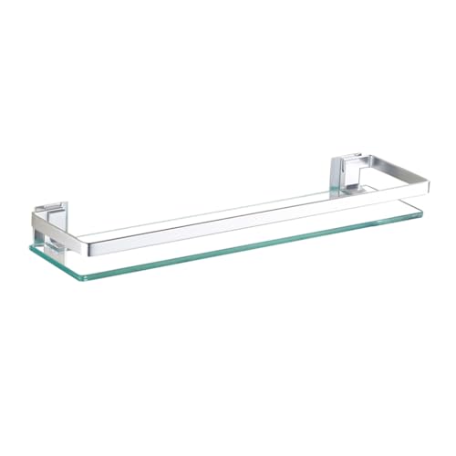 Mgchowue Glas Bad-Regal, Glasablage Wandregal 60 80cm Badezimmer Regal Badablage Ablageregal - mit Reling aus Chrom & 8mm Hartglas Badregal von Mgchowue