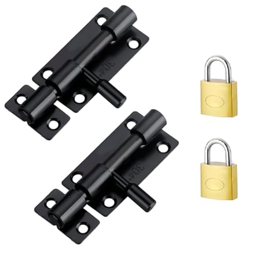 Barrel Bolzen Riegel, 2pcs Edelstahl-Schiebetor Verriegelung mit 2-pcs-Deadboltschlos von Mgonwl