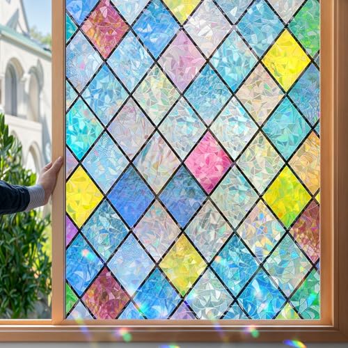Mgood Regenbogen Folie Fenster Fensterfolie Blickdicht Rautenmuster Sichtschutzfolie Fenster Buntglas Anti UV Selbsthaftend Statisch Haftend Milchglasfolie Klebefolie Fenster, 60 x 200cm Mgood Regenbogen Folie Fenster Fensterfolie Blickdicht Rautenmuster Sichtschutzfolie Fenster Buntglas Anti UV Selbsthaftend Statisch Haftend Milchglasfolie Klebefolie Fenster, 60 x 200cm von Mgood