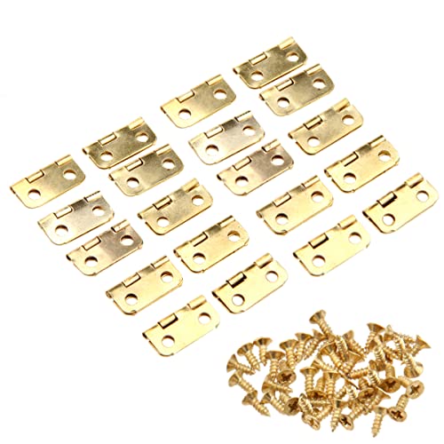 Mgoodoo 20 Stück Mini Scharniere Gold Edelstahl Kleine Scharniere Klavierband Mini Steckverbinder Schublade Butt Scharniere mit Ersatz Goldene Scharnierschrauben von Mgoodoo