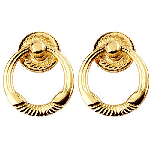 Moderner Möbelknopf Ring, Drop Pull Ring Möbel Schrank Griff 47 x 38 mm, Golden, 2 Stück von Mgoodoo