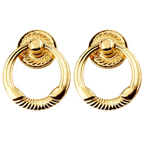 Mgoodoo Moderner Möbelknopf Ring, Drop Pull Ring Möbel Schrank Griff 47 x 38 mm, Golden, 2 Stück von Mgoodoo