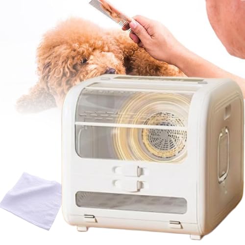MhWrughts Automatische Haustier-Trocknerbox, leiser Katzentrockner mit Einstellbarer Temperatur, Haustier-Trocknerbox mit großer Kapazität für Katzen und kleine Hunde, mit Reinigungsset von MhWrughts
