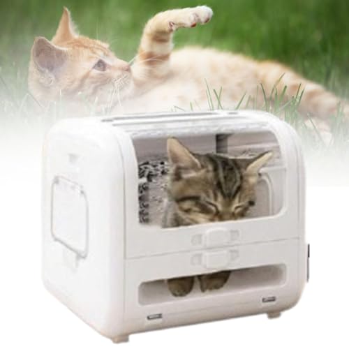 MhWrughts Automatischer Haustiertrockner für Katzen und Hunde, Intelligente Haustier-Trocknerbox, 360°-Trocknung, Temperaturkontrollfunktion, mit Reinigungsset, für Katzen und kleine Hunde von MhWrughts