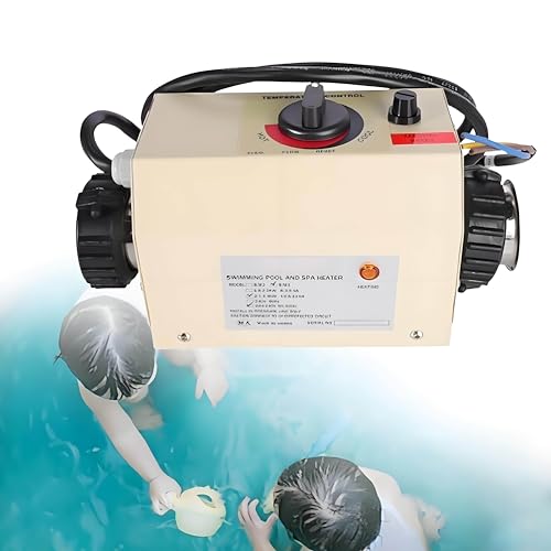 MhWrughts Elektrischer Poolheizungsthermostat, Eelektrischer Durchlauferhitzer 2/3kW, Digitaler Spa-Wasserbaderhitzer Geeignet für Max 2 CBM Oberirdischen Einbaupool,3KW von MhWrughts