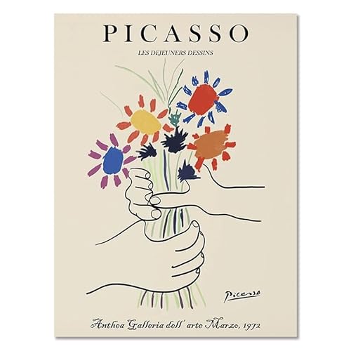 Mhdfi Domfk Pablo Picasso Poster Vintage Blume Wandkunst Pablo Picasso Leinwand Malerei Und Drucke Modernes Zuhause Wohnzimmer Dekor Bild 40x60cmx1 Kein Rahmen von Mhdfi Domfk