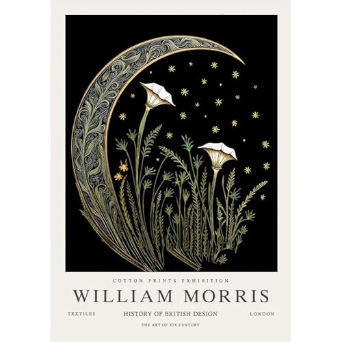 Mhdfi Domfk Vintage William Morris Ausstellungsposter Mond Und Sterne Wandkunst William Morris Leinwand Gemälde Und Drucke Home Decor Bild 50x70cm Kein Rahmen von Mhdfi Domfk