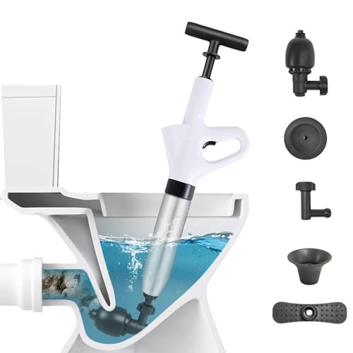 Toiletten Pömpel, Toilettenkolben, WC Hochdruck Druckspüler, Abflussreiniger Pumpe mit Luftdruckanzeige, Rohrreiniger Druckluf mit 4 Saugnäpfen für Waschbecken, Toiletten, Badezimmer, Küche Toiletten Pömpel, Toilettenkolben, WC Hochdruck Druckspüler, Abflussreiniger Pumpe mit Luftdruckanzeige, Rohrreiniger Druckluf mit 4 Saugnäpfen für Waschbecken, Toiletten, Badezimmer, Küche von Mhwgo