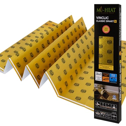 10m² Heizfilm-Unterlage 1,5mm XPS Trittschalldämmung mit AquaStop für Vinyl Parkett Laminat und Designbeläge 400kPa Druckfestigkeit von Mi-Heat
