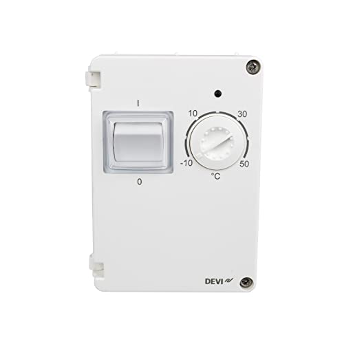 DEVIreg 610 Aufputz Temperaturregler/Thermostat mit NC/NO Schaltausgang und externem Sensor, für Kühl- und Heizgeräte von Mi-Heat