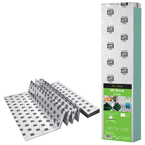 25m² Trittschalldämmung 5mm mit AquaStop, Verlegeunterlage für Parkett & Laminat, Heizfilm-Unterlage optimal für eletrische Fußbodenheizung, hohe Druckfestigkeit von Mi-Heat