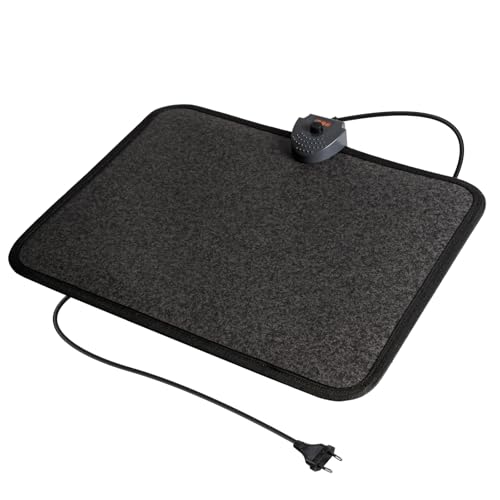 Mi-Heat Infrarot Heizmatte 40x50cm Fußschalter Thermostat 4 Heizstufen bis 45°C Temperatur fester 3 Stunden Timer rutschfeste Rückseite elektrischer PVC Heizteppich leicht zu reinigen von Mi-Heat