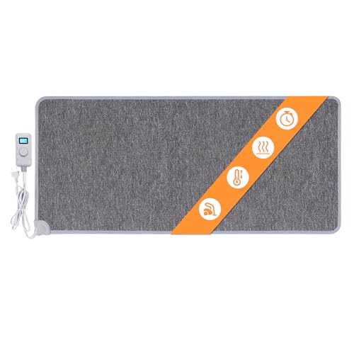 Mi-Heat Warm Feet Infrarot Heizteppich Heizmatte 55x110cm grau/anthrazit - ca. 40°C - mit Controller, Timer-Funktion, Fußboden, 230V, Schlingenwaren Teppich Oberfläche von Mi-Heat
