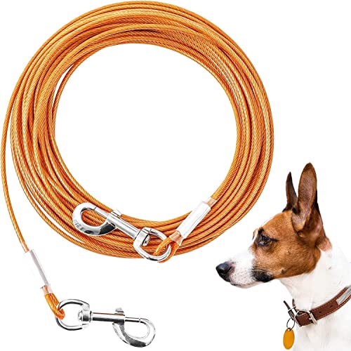 Mi Metty Hund Kabel Ausbinden 50ft(15M) Kausichere Hundeleinen für den Garten,Hundeleine für große Hunde bis zu 253lbs,Dog Runner Tether Line für Outdoor von Mi Metty