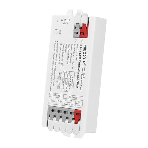MiBoxer / Mi-Light 2in1 Controller Steuerung WiFi/Zigbee 3.0/2,4 GHz | Für LED Bänder Einfarbig/Dual White CCT mit 12/24V (E2-RF) von MiBoxer