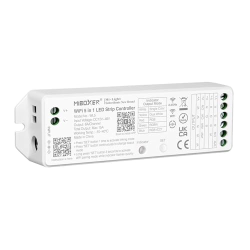 MiBoxer Mi-Light WLAN WL5 5in1 LED Steuergerät Controller Einfarbige, CCT, RGB, RGBW, RGBWW, RGB+CCT 12-24V Stripes Amazon Echo Alexa, Google Assistant, Tuya, IFTTT Siri Shortcuts MiBoxer Mi-Light WLAN WL5 5in1 LED Steuergerät Controller Einfarbige, CCT, RGB, RGBW, RGBWW, RGB+CCT 12-24V Stripes Amazon Echo Alexa, Google Assistant, Tuya, IFTTT Siri Shortcuts von MiBoxer