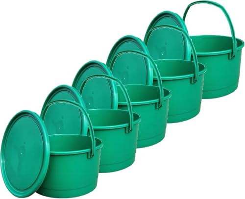 MIG Eimer mit Deckel 4L Grün - 10x 4 Liter stapelbare Plastikeimer mit Deckel - Vielseitiger Kübel mit Deckel für Haushalt und Industrie - Kleiner Eimer mit Deckel geeignet für Hundefutter von MiG