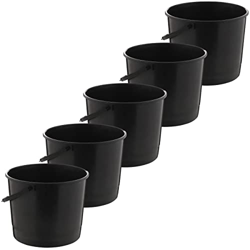 MIG Eimer 6L Schwarz - 5X 6 Liter stapelbare Plastikeimer - Vielseitiger Kübel für Haushalt und Industrie - Kleiner Eimer geeignet für Hundefutter - Widerstandsfähige Kunststoffeimer MIG Eimer 6L Schwarz - 5X 6 Liter stapelbare Plastikeimer - Vielseitiger Kübel für Haushalt und Industrie - Kleiner Eimer geeignet für Hundefutter - Widerstandsfähige Kunststoffeimer von MiG