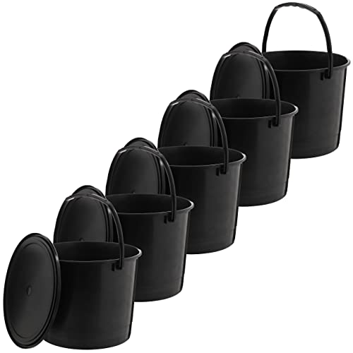 MIG Eimer mit Deckel 6L Schwarz - 5X 6 Liter stapelbare Plastikeimer mit Deckel - Vielseitiger Kübel mit Deckel für Haushalt und Industrie - Kleiner Eimer mit Deckel geeignet für Hundefutter MIG Eimer mit Deckel 6L Schwarz - 5X 6 Liter stapelbare Plastikeimer mit Deckel - Vielseitiger Kübel mit Deckel für Haushalt und Industrie - Kleiner Eimer mit Deckel geeignet für Hundefutter von MiG