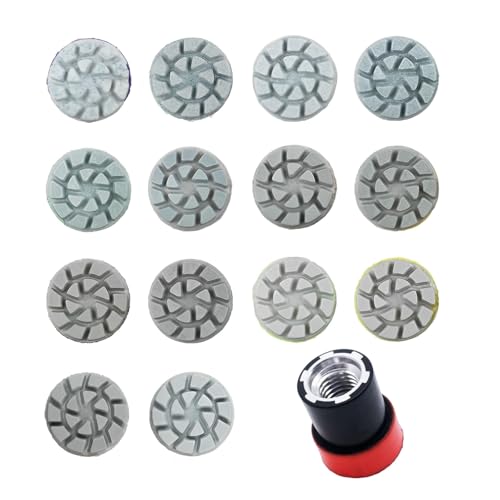 MiJunHD 1 zoll 25 mm Mini Diamant Polierpad Set, 14Stk Verschiedene Körn 50#-10000# Sanding Discs Schleifscheibe & 1Stk M14 Gewinde Hook Loop Backing Holder für Details Feines Schleifen von MiJunHD