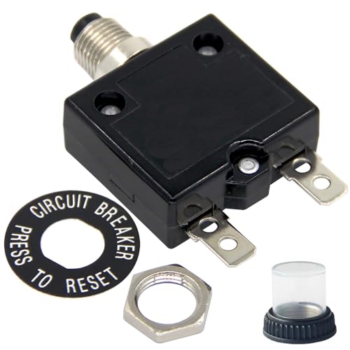 MiJunHD 11A Manuell Rücksetzbarer Schutzschalter, 98 Type 125/250VAC Druckknopf Reset Schnellverbinden Schalter Überstrom Überlastschutz Leistungsschalter & Wasserdichter Tastenabdeckung (1Stück) von MiJunHD