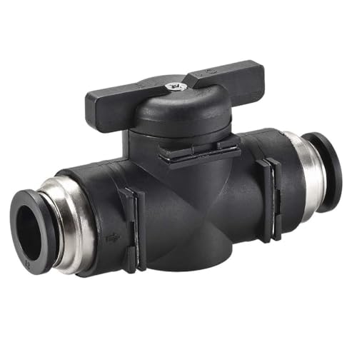 MiJunHD 12 mm BUC Pneumatisches Ventil, 1 Stück manueller Schalter-Controller, Push to Connect Absperrkugelhahn für Luftstromsteuerung von MiJunHD