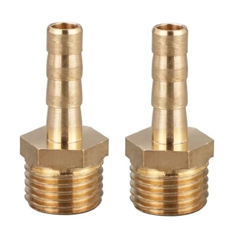 MiJunHD 2 STK. Messing Reduzierstück | 6mm Schlauch Barb Tail auf G1/4≈12.7mm BSP Außen Gewinde | Rohrgewinde Reduzierverbinder für Verbindung & Umwandlung Rohr von MiJunHD