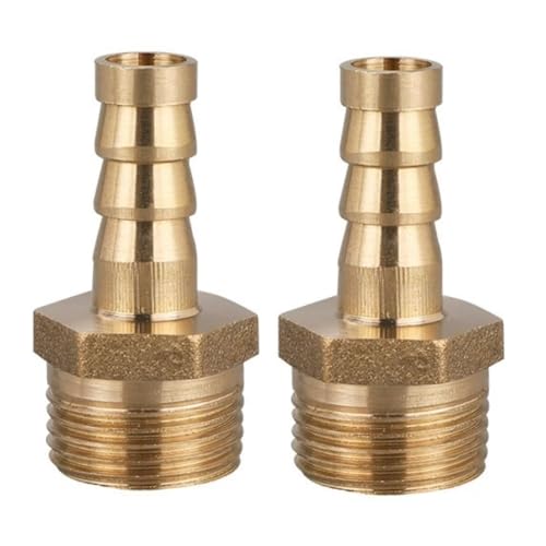 MiJunHD 2 STK. Messing Reduzierstück | 8mm Schlauch Barb Tail auf G3/8≈16.5mm BSP Außen Gewinde | Rohrgewinde Reduzierverbinder für Verbindung & Umwandlung Rohr von MiJunHD