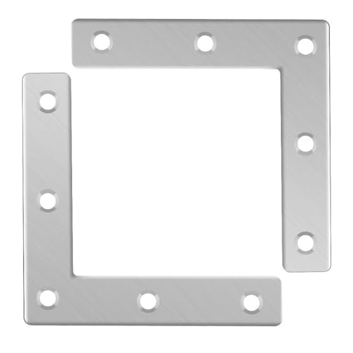 MiJunHD 2 Stk 80 x 80 mm Edelstahl Flache Platte Winkelverbinder, L-Form Flachwinkel Klammer, DIY Holz Möbel Befestigungswinkel Reparatur Stütze für Bett Schrank Tisch Stuhl Bücherregal von MiJunHD