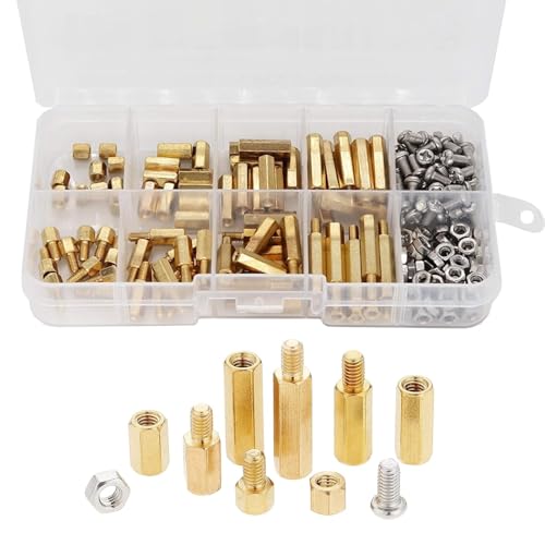 MiJunHD 200Stk M2.5 Hex Messing Standoff & Edelstahl Schrauben Mutter Befestigungen & Lagerung Box für Reparatur Elektronischen Geräten und die Befestigung PCB Board von MiJunHD
