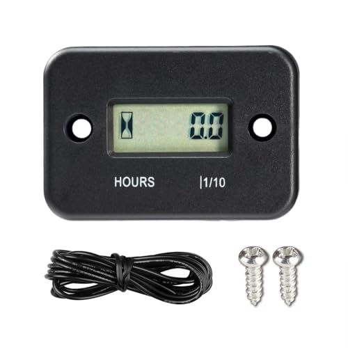 MiJunHD IP68 Wasserdicht Betriebsstundenzähler Hour Meter, Digital LCD Induktiver Zeitzähler für Gasmotor Rasenmäher Motorrad Schneemobil Generator von MiJunHD
