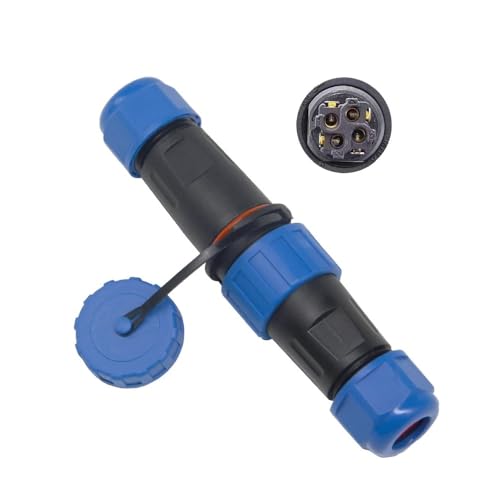 MiJunHD Kein Löten | Schrauben Crimpen LD16 Andocken Luftfahrt Stecker Buchse, 4Pin 5A 250V Gerader Steckverbinder Drahtverbinder IP68 Wasserdichtes Abzweigdose für Kabel Durchm Ø4mm-8mm (1 Stück) von MiJunHD