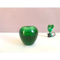 Vintage Bubble Ekenäs Lufteinschlüsse Kerzenständer Mid Century Glas Grün 60Er von MiMaMeiseVintage