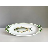 Vintage Fisch Porzellan Schale Teller Mid Century Grün Weiss 50Er 60Er von MiMaMeiseVintage