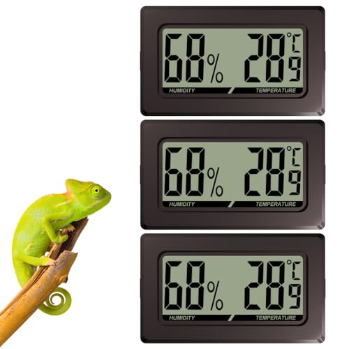 2 STK/3 STK Digital Thermometer Hygrometer für Reptile Terrarium, Rechteckige Form mit Druckknöpfen An Der Seite für Terrarium Reptilien Terrarien von MiOYOOW